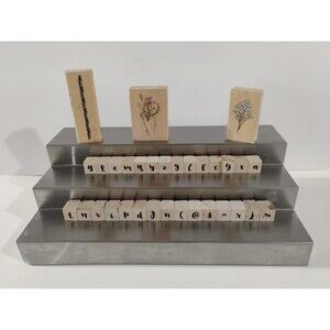 Lot of 32 Rubber Stamps: Alphabet, Question Marks, and Flowers